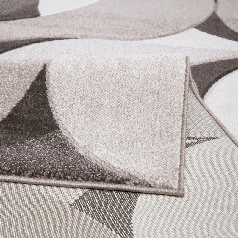 Kenzo Beige Abstract Geometric Modern Rug – Large Living Room Carpet | Bedroom & Hallway Runner | Soft, Stain Resistant, Non-Shedding Floor Mat