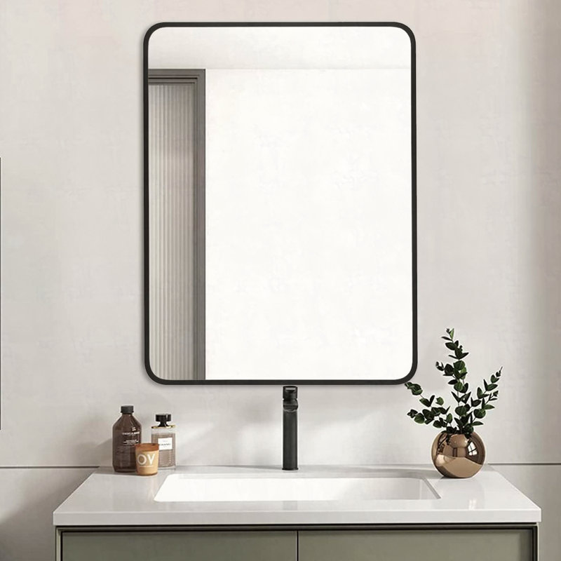 Miroir de salle de bain noir, Noir, 32 po x 24 po