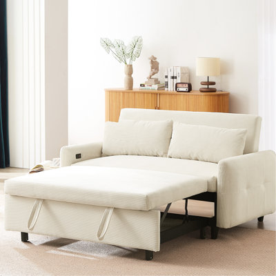 Lit 2 places beige avec structure stable et abri de salon escamotable