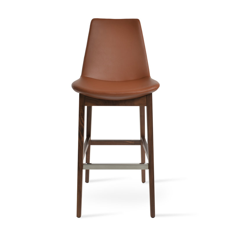 Tabouret Eiffel en similicuir PPM, Brun, Noyer, Tabouret de bar (siège d'une hauteur de 29 po)