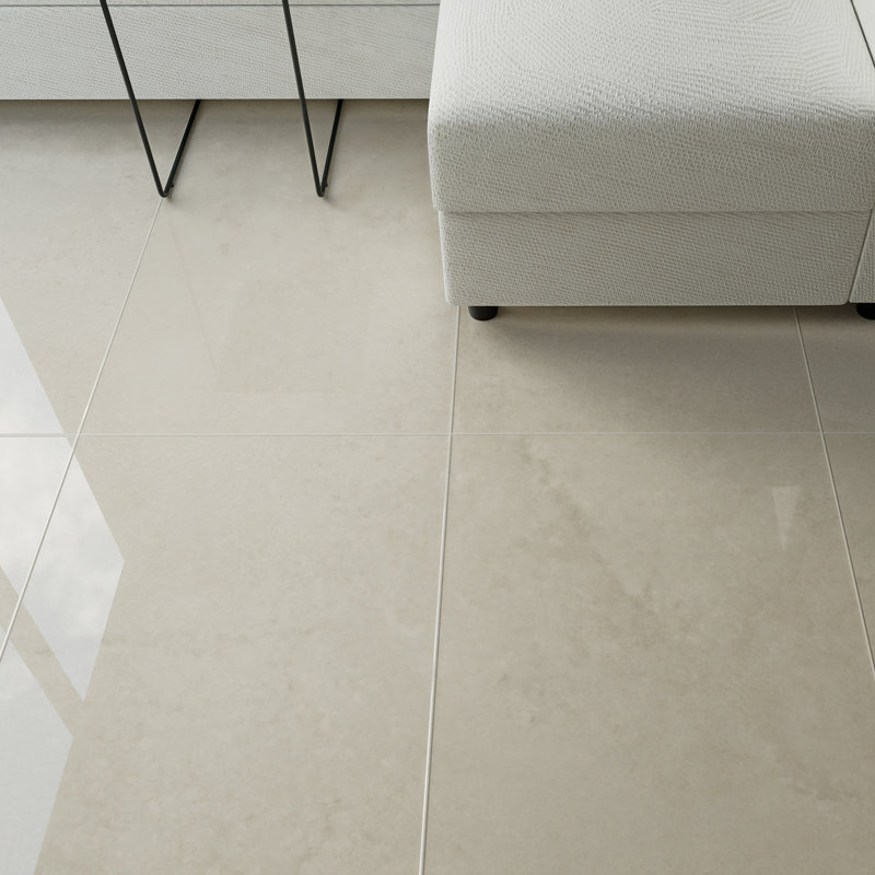 Nebula 24" x 48" Concrete Look Polished Porcelain Tile, Bianco White