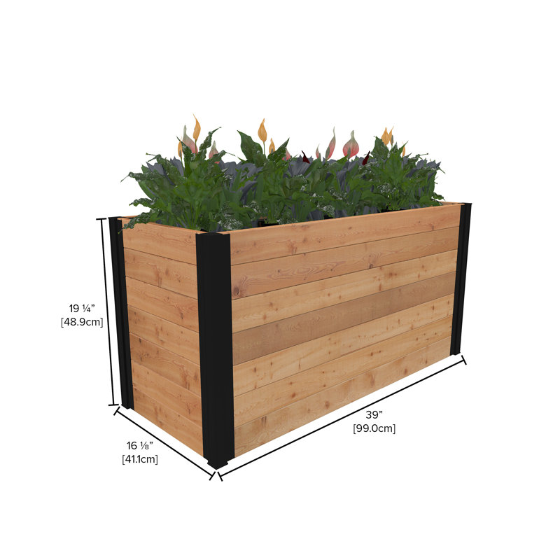 Mezza 39" Cedar Parklette Planter with Black Posts