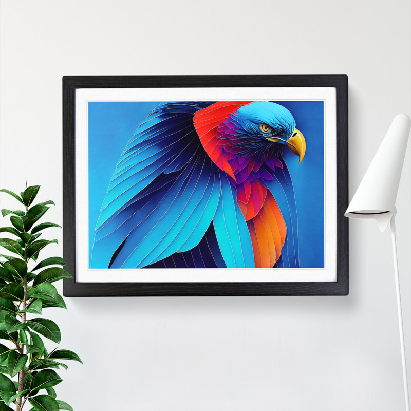 Ingenious Eagle Bird - Single Picture Frame Print, Black, 46cm H x 64cm W x 2cm D
