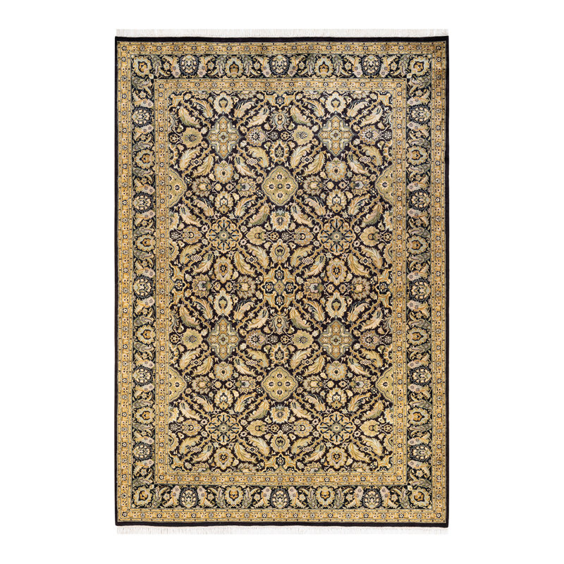 Tapis unique noué à la main brun de 6 pi 1 po x 9 pi Edina Edina