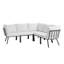 Riverside 5 Piece Outdoor Patio Aluminum Sectional In Grey Charcoal-614917620-614917623