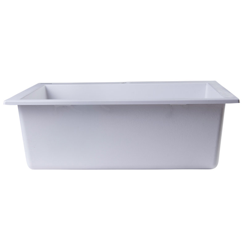 23.63'' L Single Bowl Granite Kitchen Sink, White