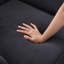 63,5 po avec velours, boutons, accoudoirs roulés, 2 coussins, pieds en bois brun foncé, velours moderne à assise confortable, sièges, coussins rembourrés à ressorts