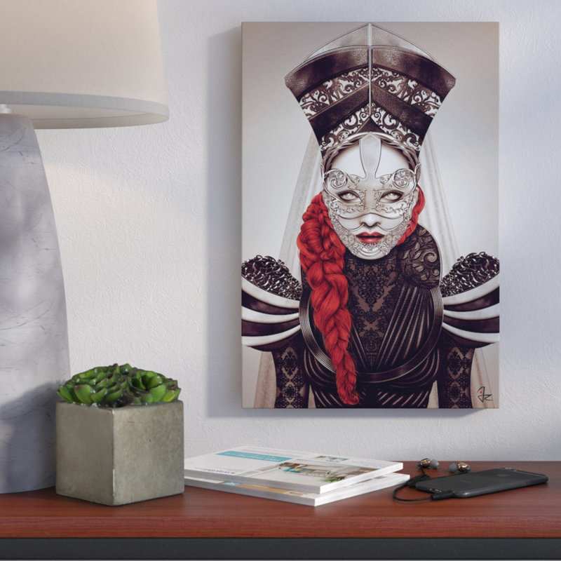 Sabela, impression sur toile tendue, H 26 po x l 18 po x P 1,5 po, Toile avec cadre noir, Pas de tapis