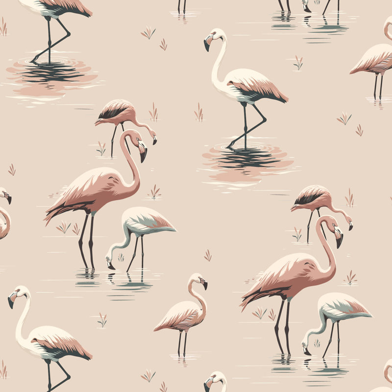 Flamingo - Wallpaper, Black, Peel & Stick