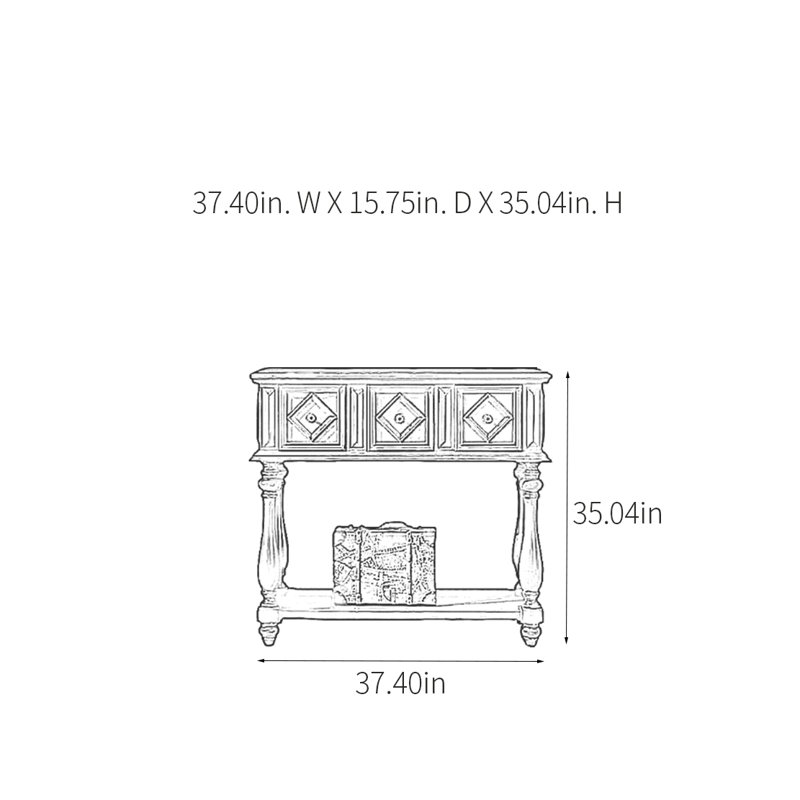 Console American Retro, H 35,04 po x l 37,4 po x P 15,75 po, Brun / Beige