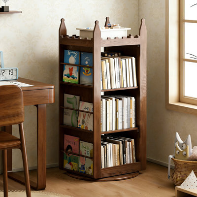 Simple And Rotatable Solid Wood Bookcase
