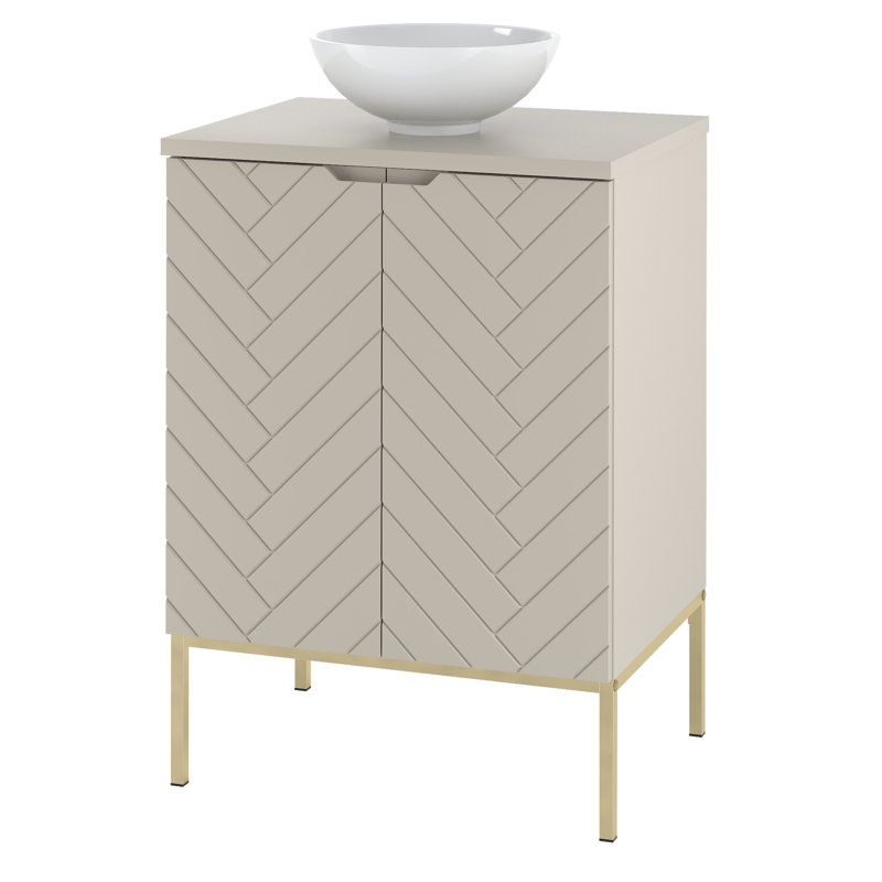 Ailyne 61 mm Single Vanity, Beige/Gold