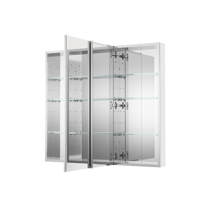 Armoire à pharmacie murale encastrée ou en saillie en aluminium pour salle de bain, 40 po L x 36 po H, avec étagères en verre réglables