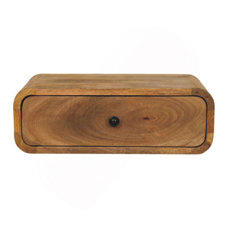 Avora Wall-Mounted Oak-Ish Nightstand, 1-Drawer, Light Brown, Natural