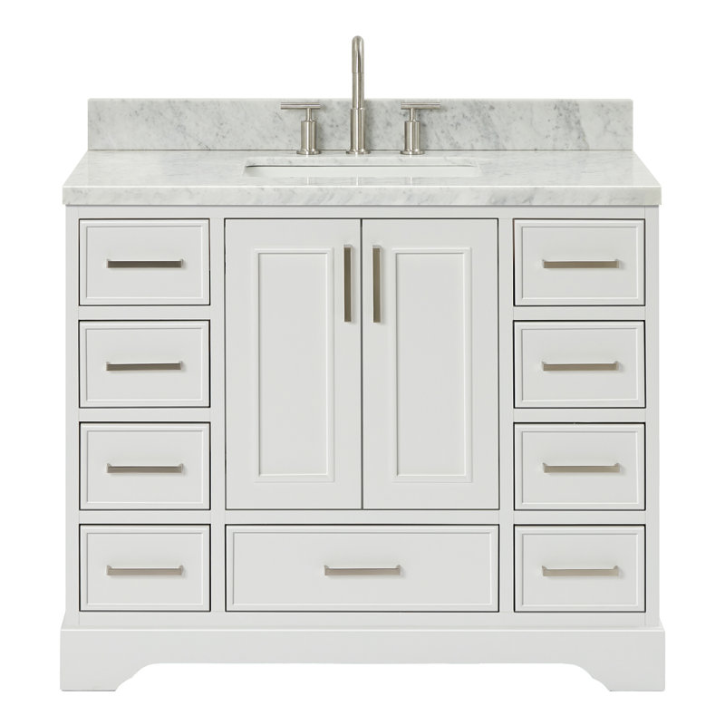 Ensemble de meuble-lavabo simple 43 po avec plateau Abshire, Blanc