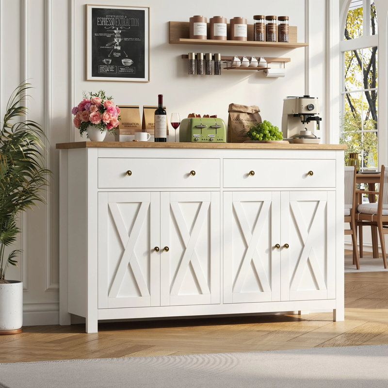 55.1'' Sideboard, White/Oak