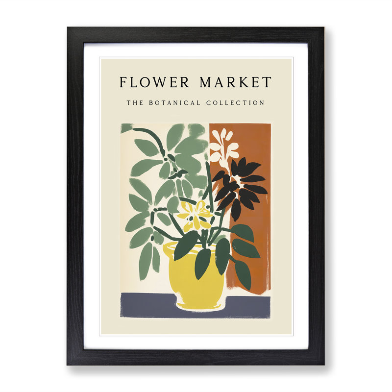 The Botanical Flower Market Exhibition No.6 - Single Picture Frame Print on Wood, 64cm H x 46cm W x 2cm D