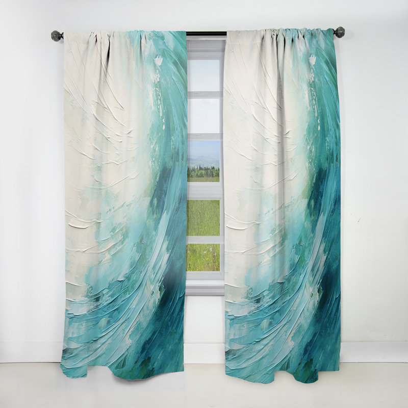 Teal Twist Tranquility Spiral - Rideau en spirale - Rideau abstrait obscurcissant - 1 panneau, L 52 po x L 84 po