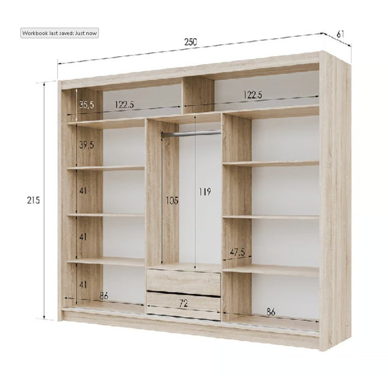 Manufactured Wood Wardrobe, Oak