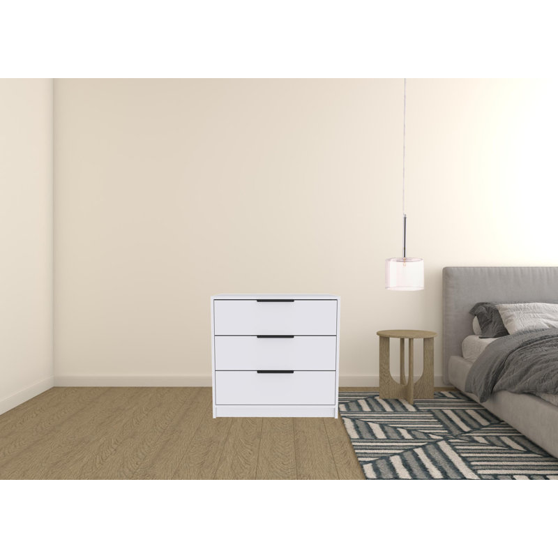 Commode 3 tiroirs l 27,6 po, White