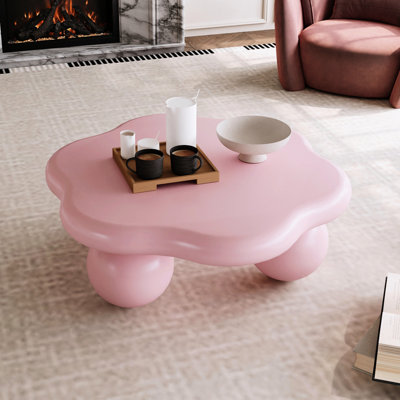 Table basse de 35 po en forme de nuage rose, pieds sphériques, sans coins pointus, utilisation multi-scène dans de petites salles de jeux, zones légères,