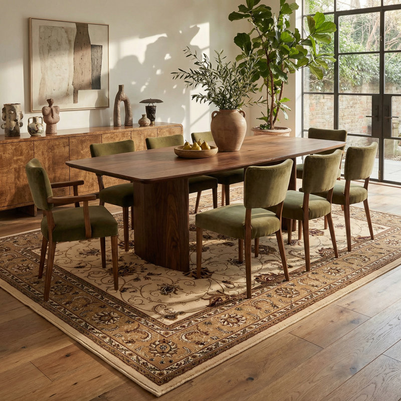 Rug Branch Yasmin 7' x 9' (6'6" x 9'4") Beige/Cream Persian Medallion Indoor Area Rug, Traditional, Low Pile, Stain-Resistant Carpet - Living Room, Bedroom, Dining Room, and Kitchen