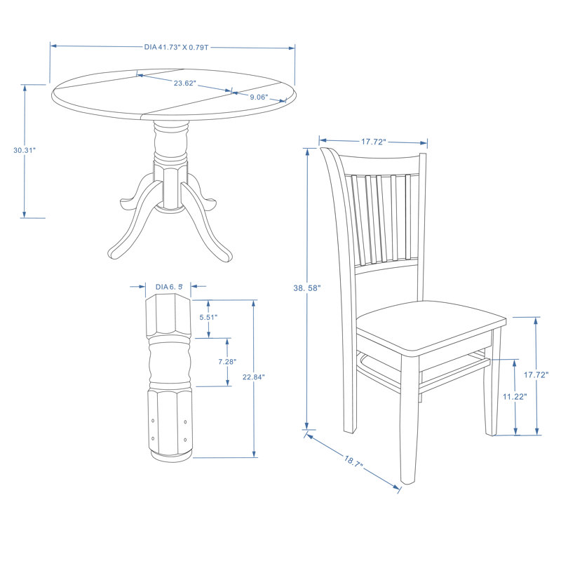 Solid Wood Top Pedestal Dining Set, White, White, 5 Piece Dining Set