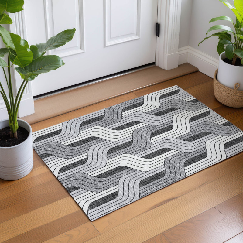 Machine Washable Indoor/Outdoor Chantille ACN2422 Mid-Century Modern Rug, Rectangle 1'8" x 2'6"