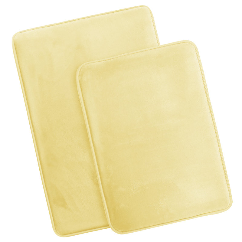 Steph Luxury Memory Foam Bathroom Rug Set, Petit: l 17 po x L 24 po / Grand: l 20 po x L 34 p, Crème anglaise
