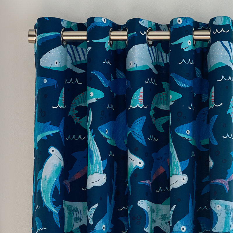 Jawsome Shark Fully Reversible Eyelet Curtain