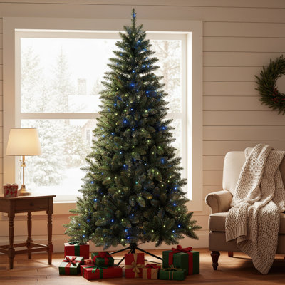 Rainbow Starlight Classic Green Artificial Christmas Tree – Vibrant Carnival Focal Point for Colorful Holiday
