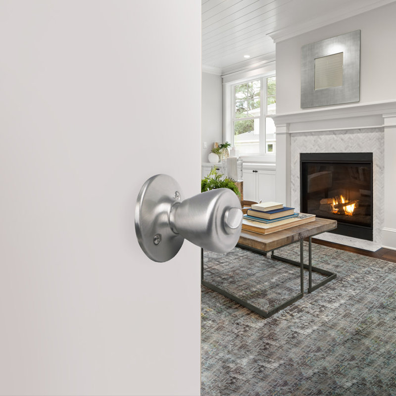 Tulip Privacy Bed/Bath Door Knob, Satin Nickel, Universal/ Reversable
