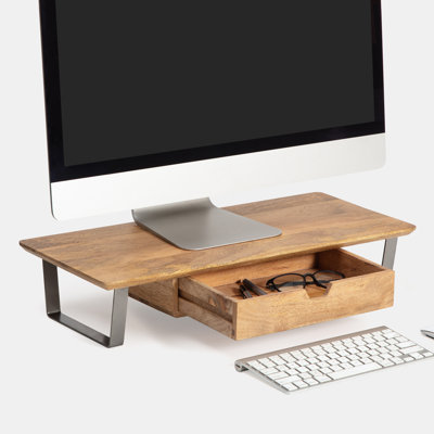 Giannah Wood Monitor Stand with Drawer