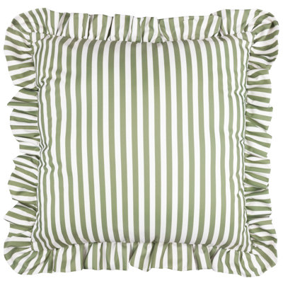 Millie Ruffle Striped Outdoor Filled Cushion
