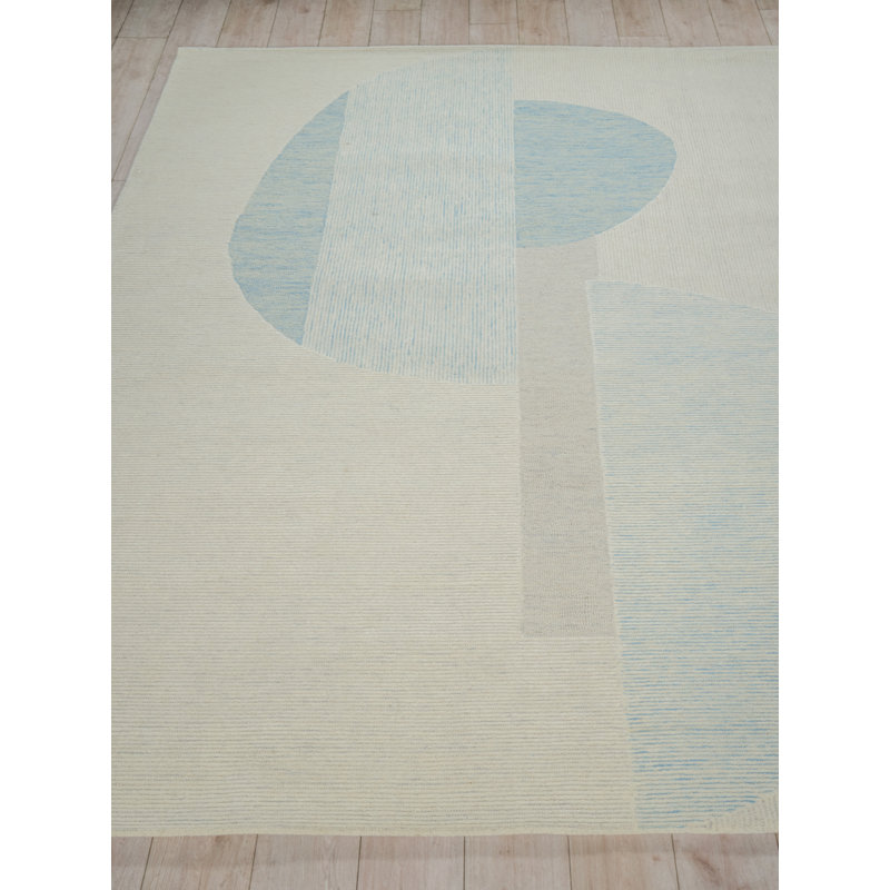 Mikura Hand Tufted New Zealand Wool Blue Area Rug, 12'X15'