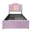 3FT Single Kids Bed Frame with House LED Headboard & Storage-135052626