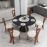 Table de salle à manger moderne à 6 sièges en pierre frittée avec plateau rotatif, chaises de salle à manger modernes en forme de clé