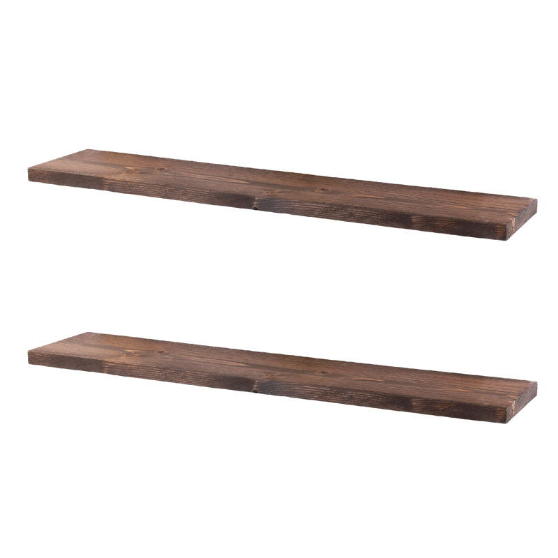 Anothy Pine Solid Wood Shelf, 1" H x 24" W x 7.5" D, Trail Brown