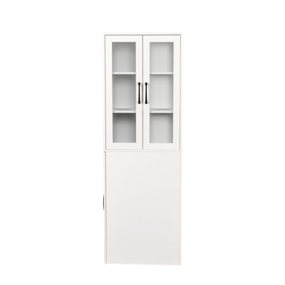 Armoire de présentation moderne à 4 niveaux avec 2 portes vitrées et 2 portes vitrées pour cuisine et rangement