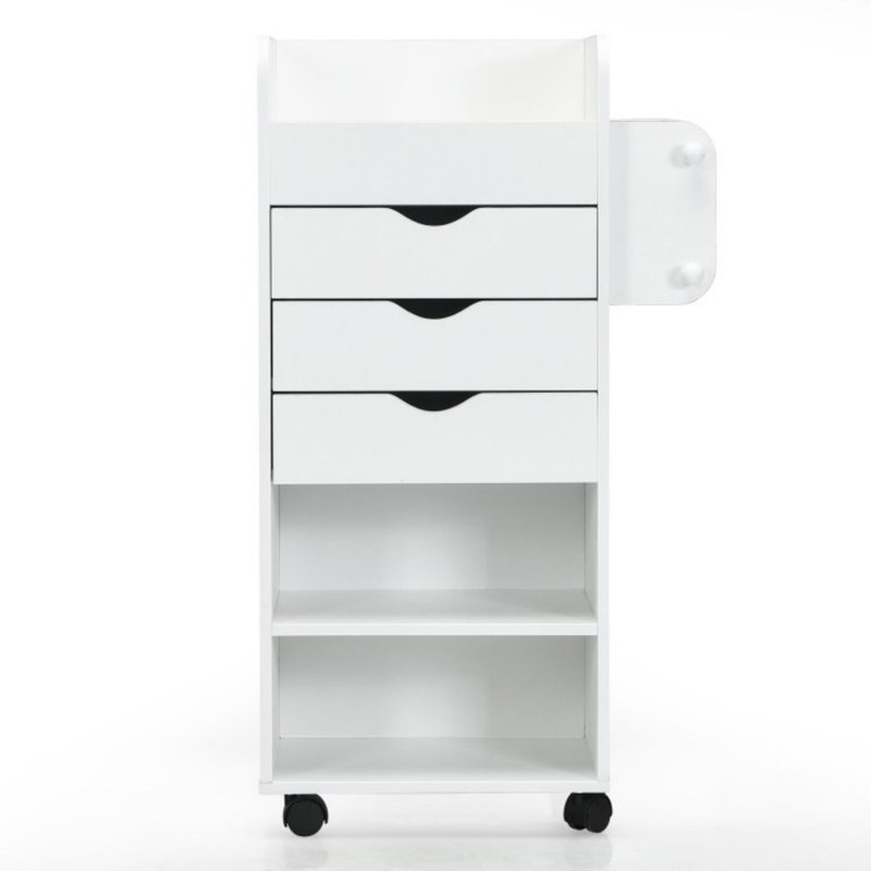 Wooden Utility Rolling Craft Storage Cart With Lockable Casters