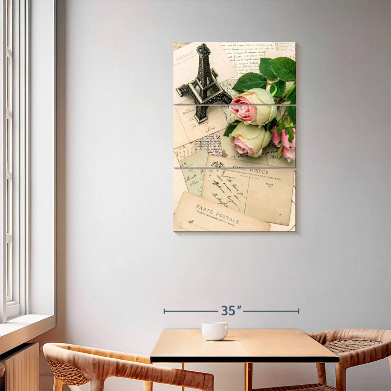 Hardie Roses On French Postcards, 57" H x 36" W