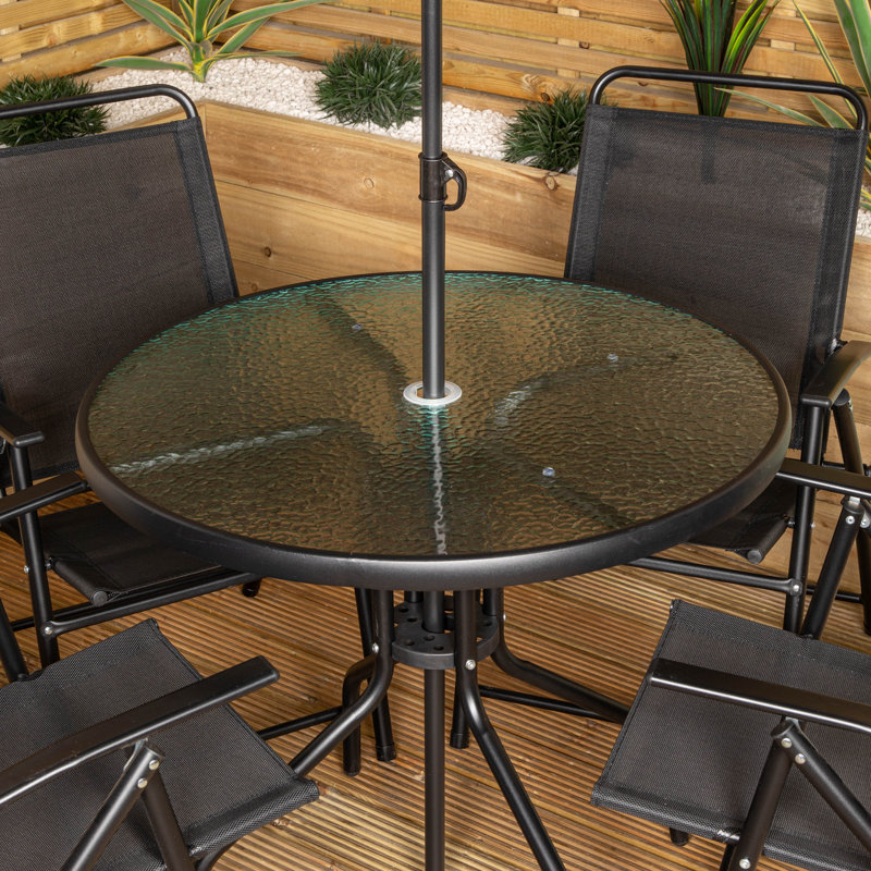 4 - Person Patio Dining Set with, Black