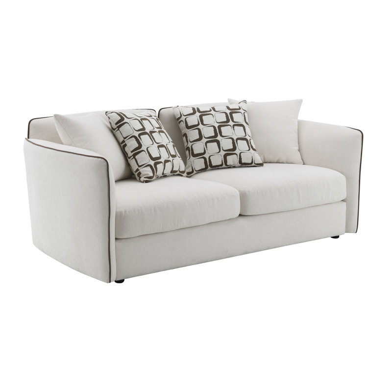 Causeuse en chenille beige avec 4 coussins Yolanda