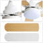 Ventilateur de plafond encastré moderne de 42 pouces avec lumière DEL et télécommande, moteur à courant continu réversible en blanc classique