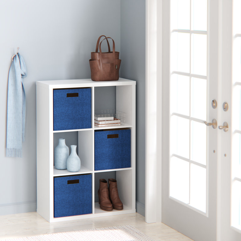 Bibliothèque décorative à 6 cubes avec bacs en tissu, Bleu