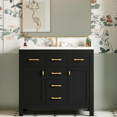 Meuble-lavabo simple 36 po avec comptoir en céramique 36 po