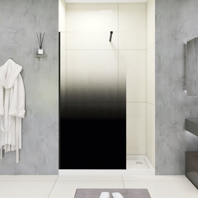 Porte de douche H 34 po x l 72 po fixe en noir épais
