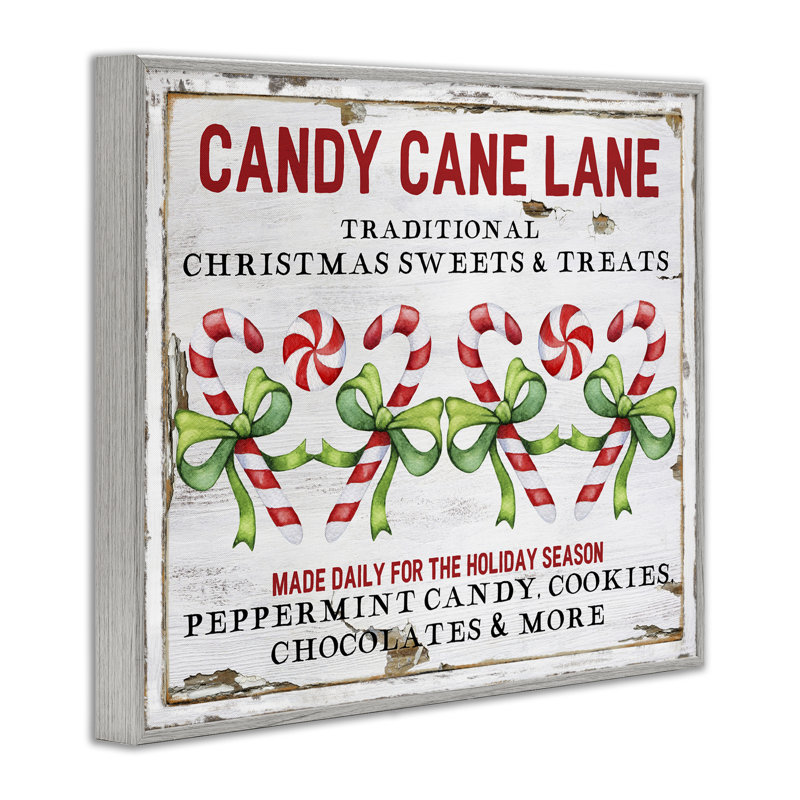 «Candy Cane Lane», art de la giclée encadrée par Creatif Belle, Estampe numérique Farmhouse, H 11 po x l 14 po