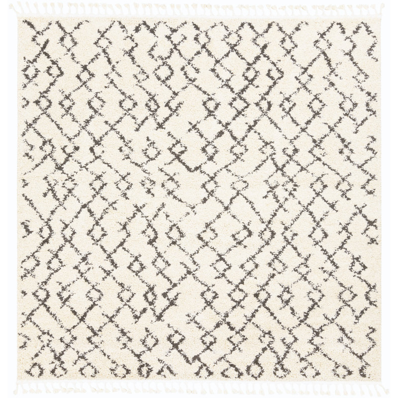 Tapis crème / gris anthracite Lollar, Carré 7 pi 10 po