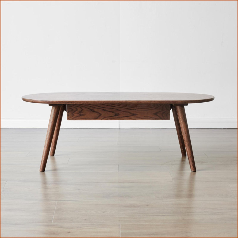 100% Solid Wood Farmhouse Coffee Table with Drawers for Living Room, Easy to Clean and Assemble, Oak Wood